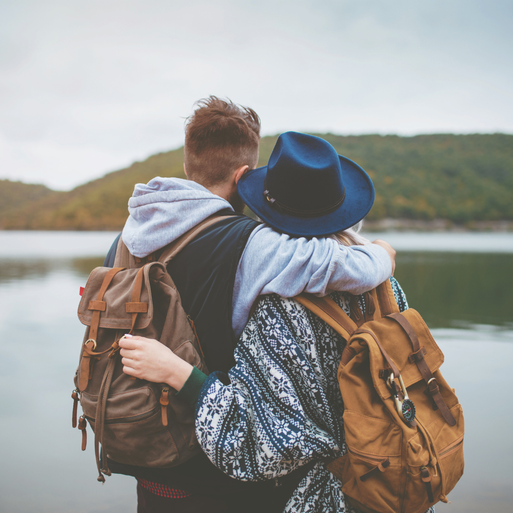 Couple in search of romantic destinations.