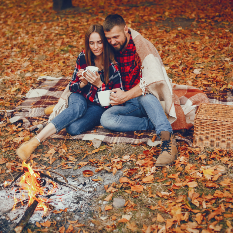 A romantic picnic for a fall date idea.