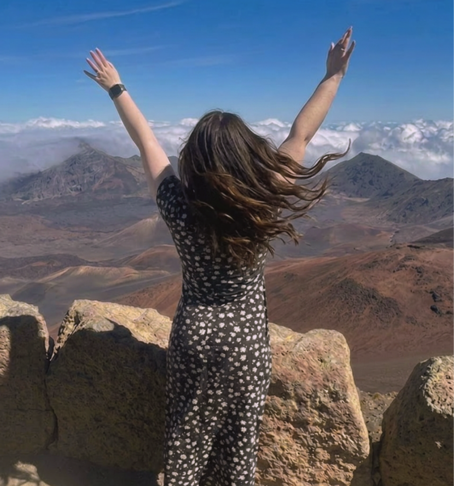 Discoveries Abroad's founder looking out the Haleakalā volcano in Maui, Hawaii.
